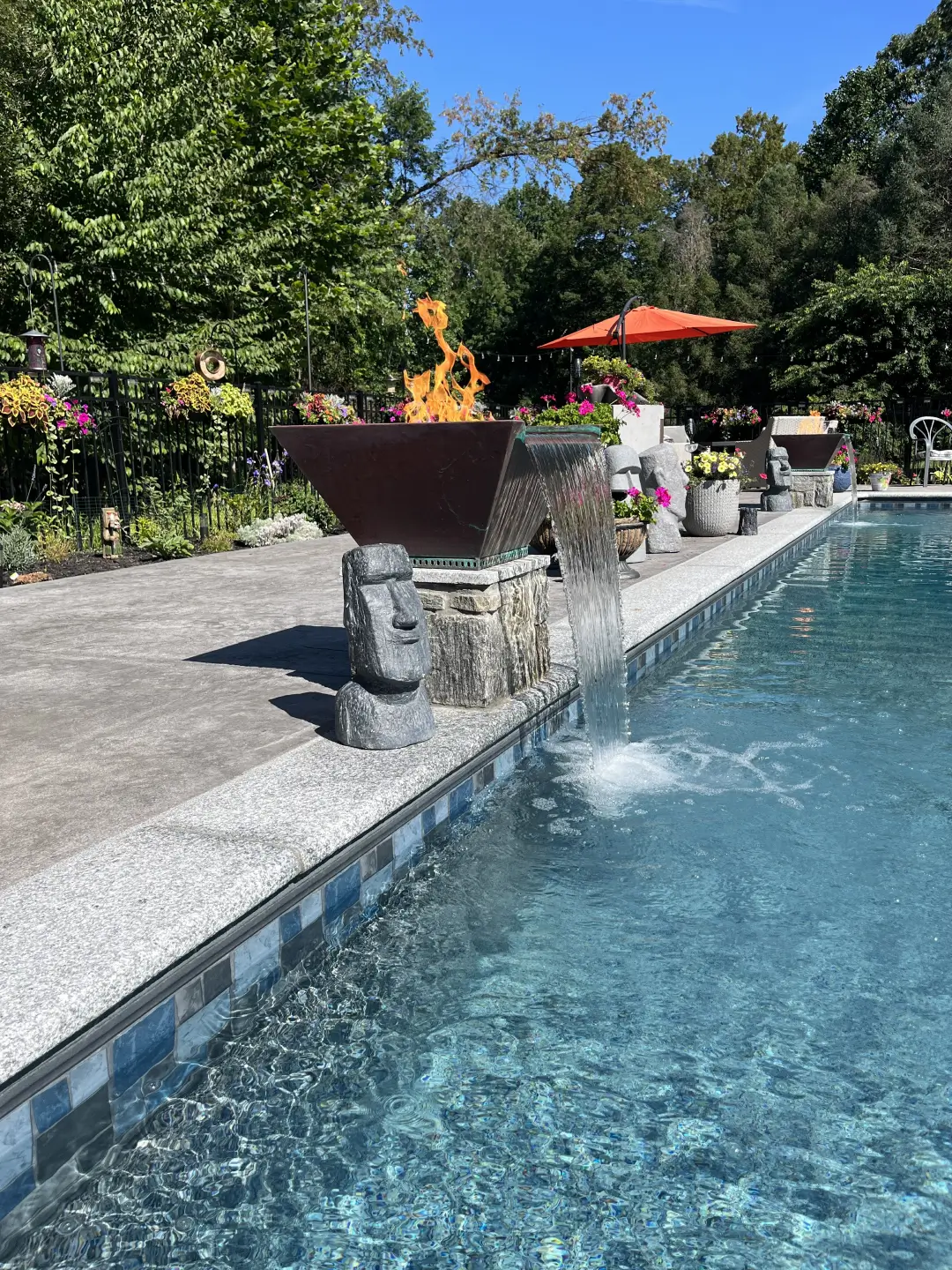 Water falling into the pool